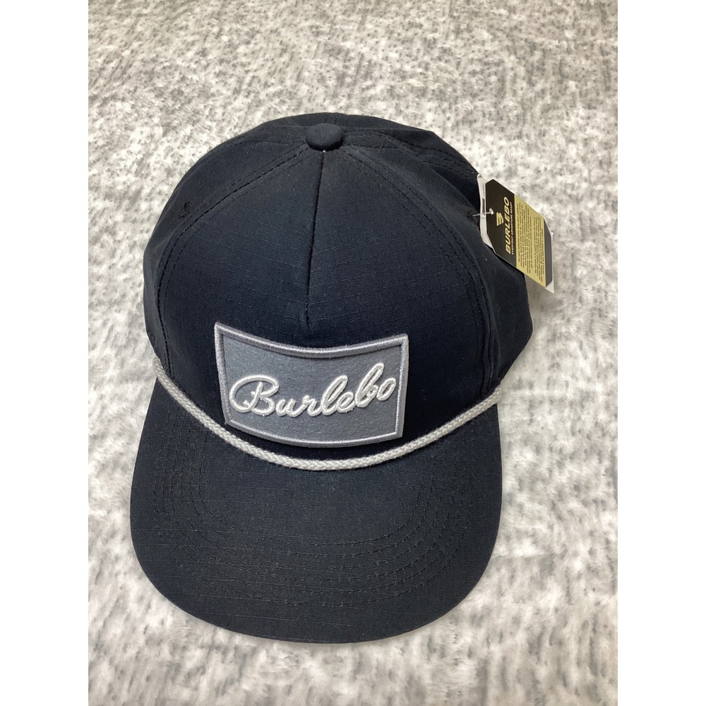 Burlebo Black Ripstop Rope Hat Grey Patch Snapback Cap C-GRP-B NEW